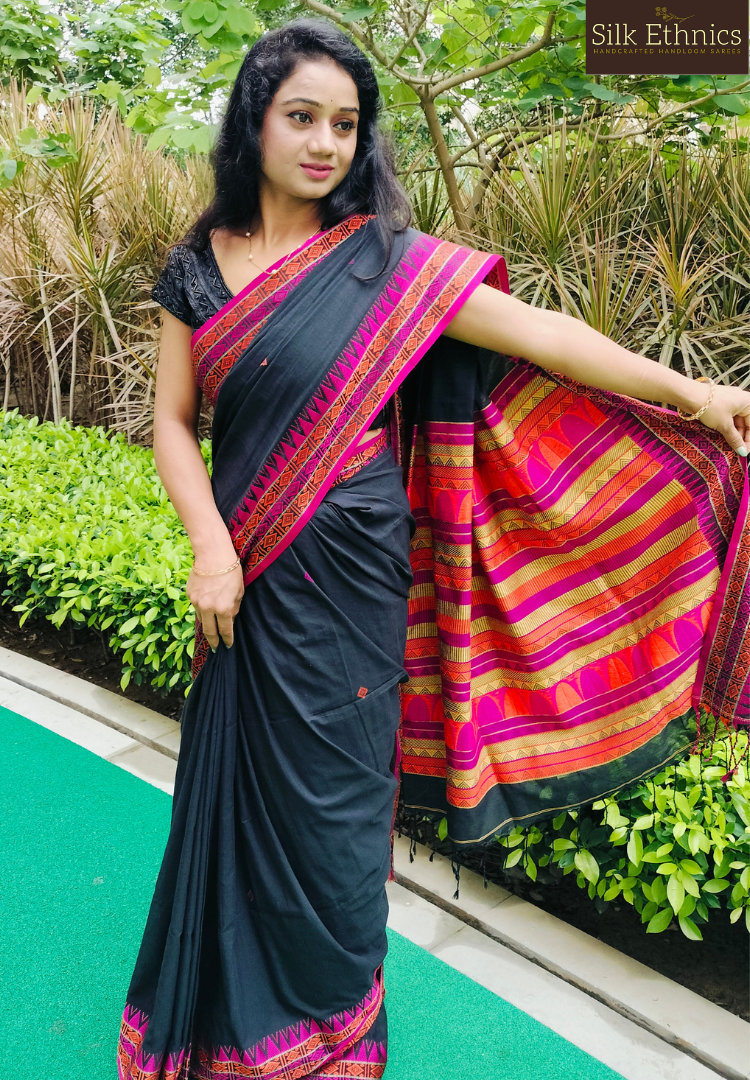 Classic Black khadi weaving saree