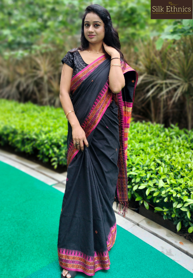 Classic Black khadi weaving saree