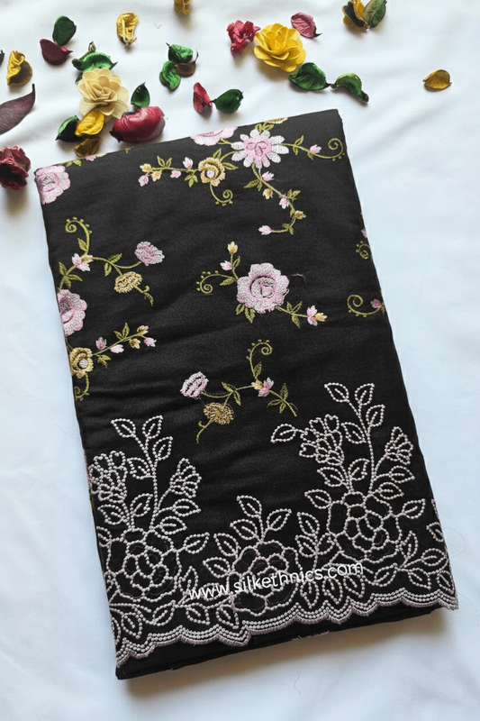 Black Embroidered Organza Silk Cutwork saree