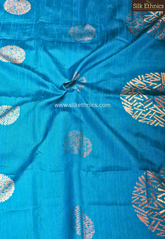 Marine blue dupion silk saree