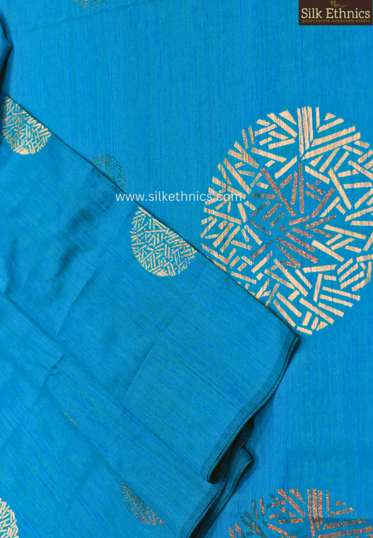 Marine blue dupion silk saree