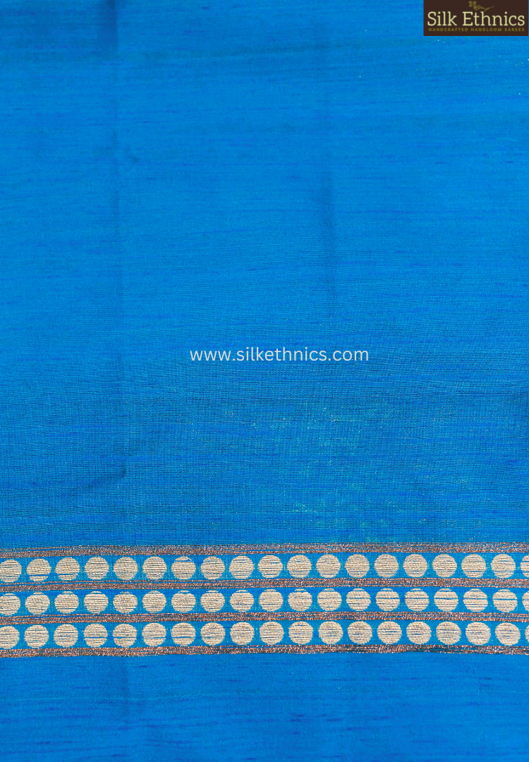 Marine blue dupion silk saree