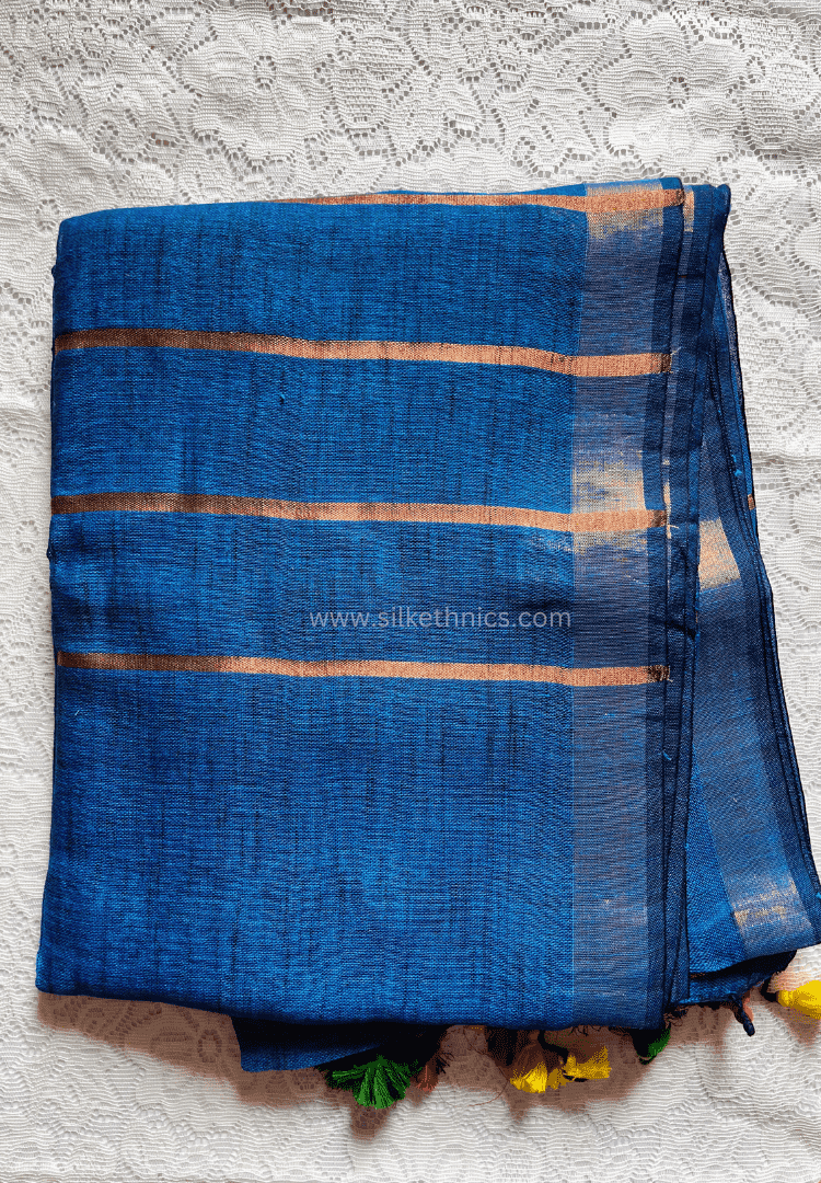 Sapphire blue Meera linen saree