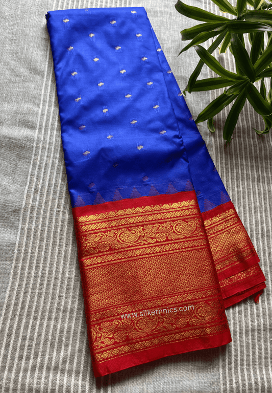 Gadwal Grace Blue Ember silk saree