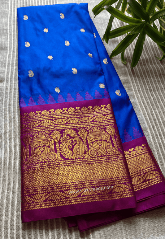Gadwal Grace Peacock Blaze silk saree