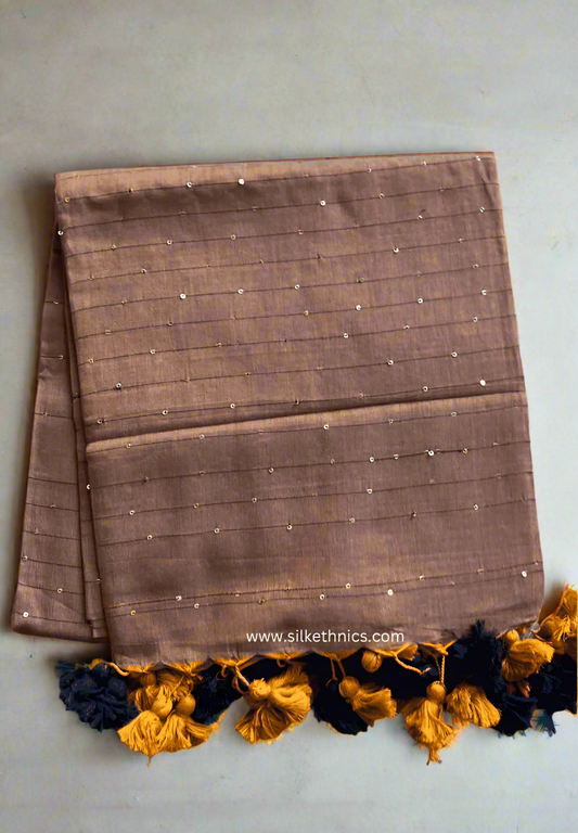 Brown Sequins Rangreet cotton saree