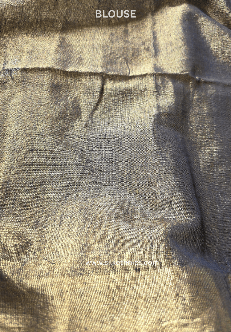 Bronze Gold Tissue Linen handloom Saree