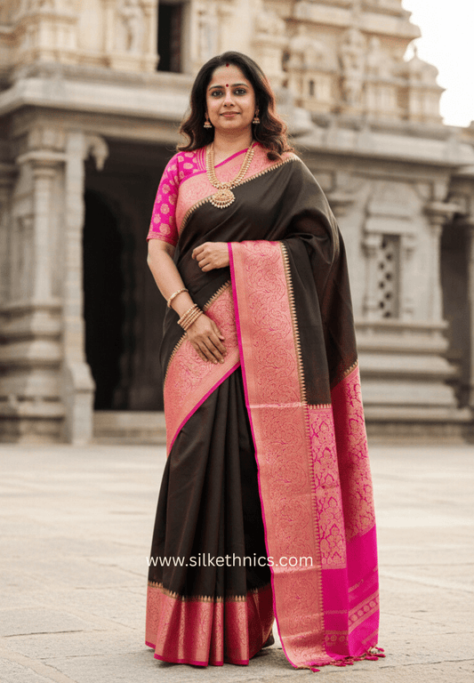 Coffeee Brown Banarasi Warm Silk Zari Weaving saree