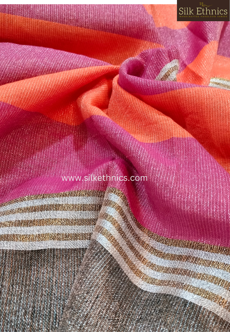 Metallic bronze tissue linen saree