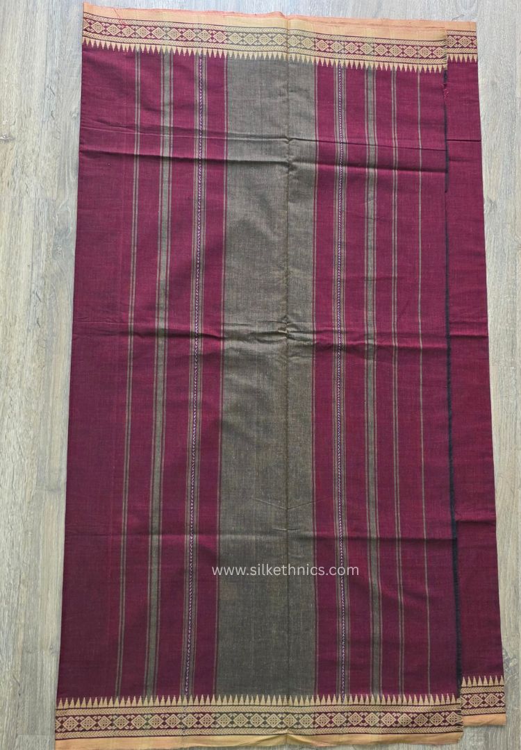 Dark maroon Dhaniakhali Handloom Cotton saree