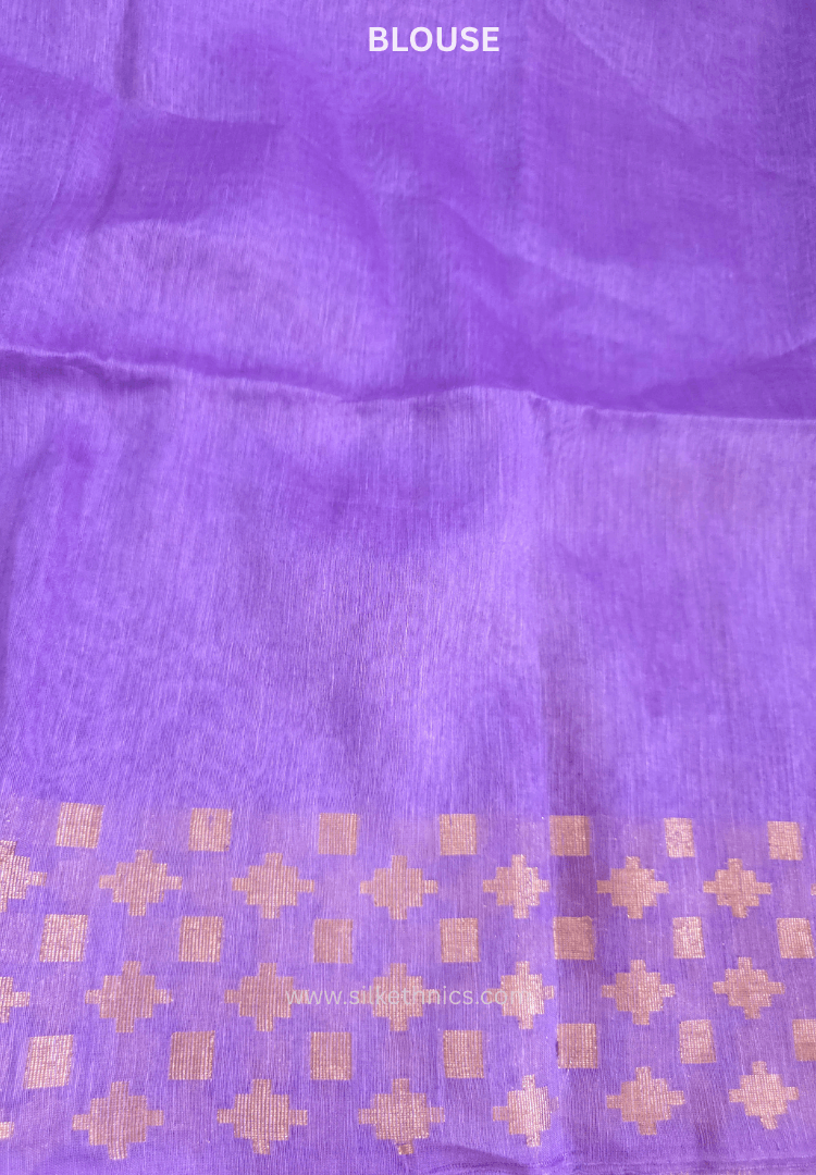 Dark lavender Kota Linen Silk cutwork saree