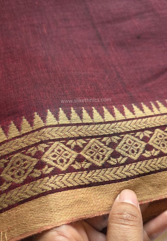 Dark maroon Dhaniakhali Handloom Cotton saree