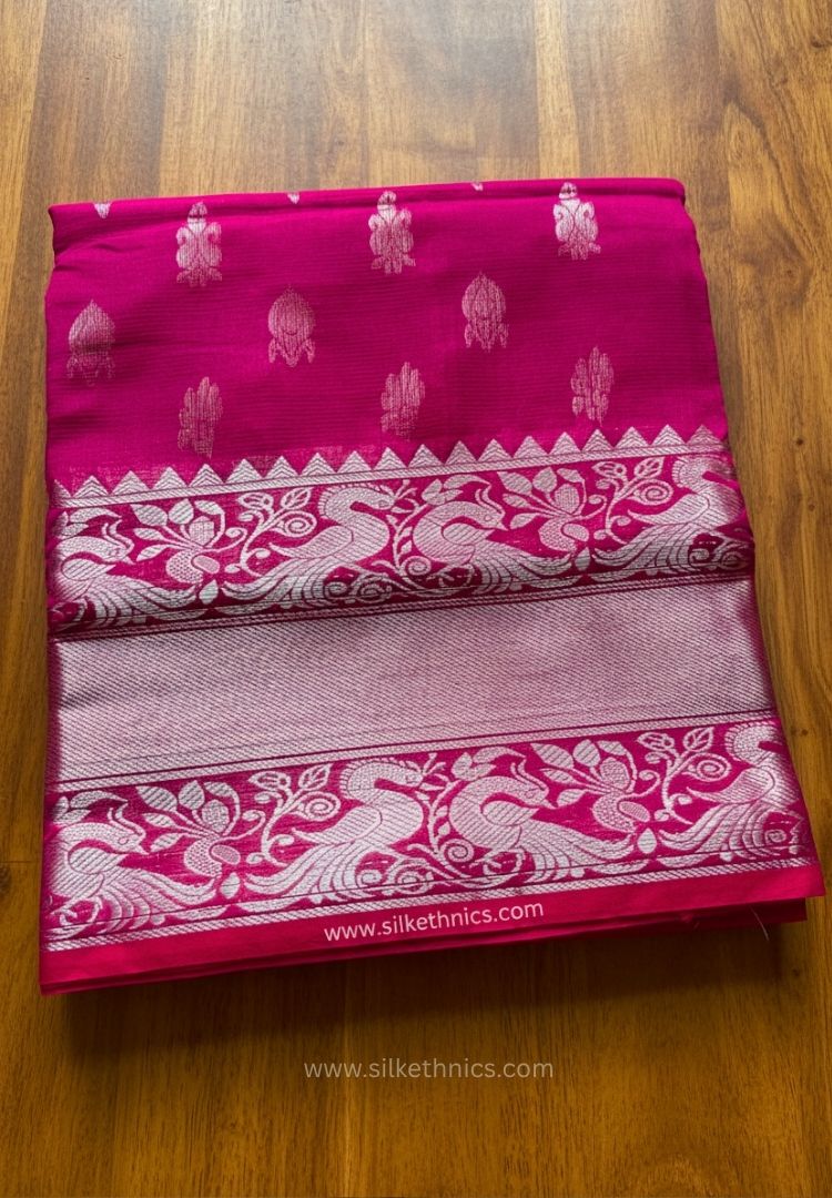 Vibrant pink pure Mangalagiri silk saree | Alekya Collection
