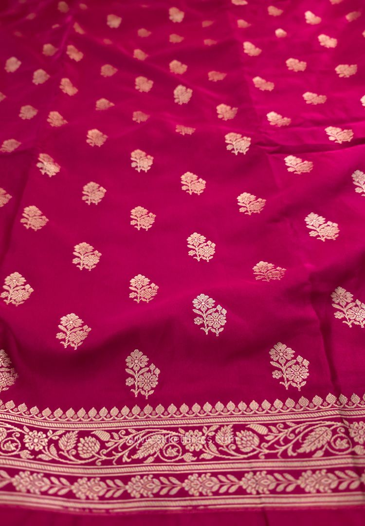 Deep magenta Banarasi Mashru Katan silk saree