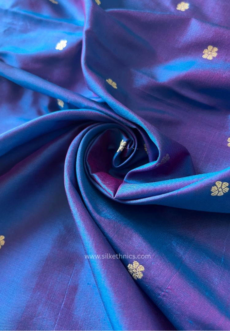 Dual tone Blue pure Banarasi Katan silk saree (Silk Mark)