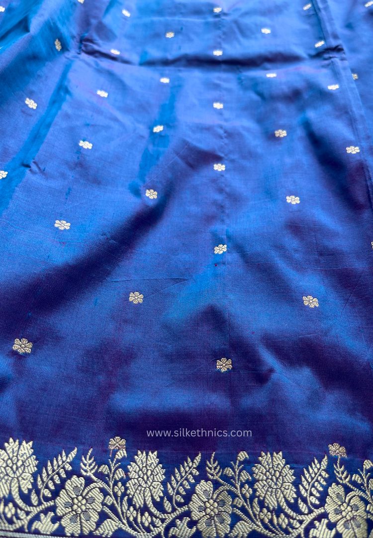 Dual tone Blue pure Banarasi Katan silk saree (Silk Mark)