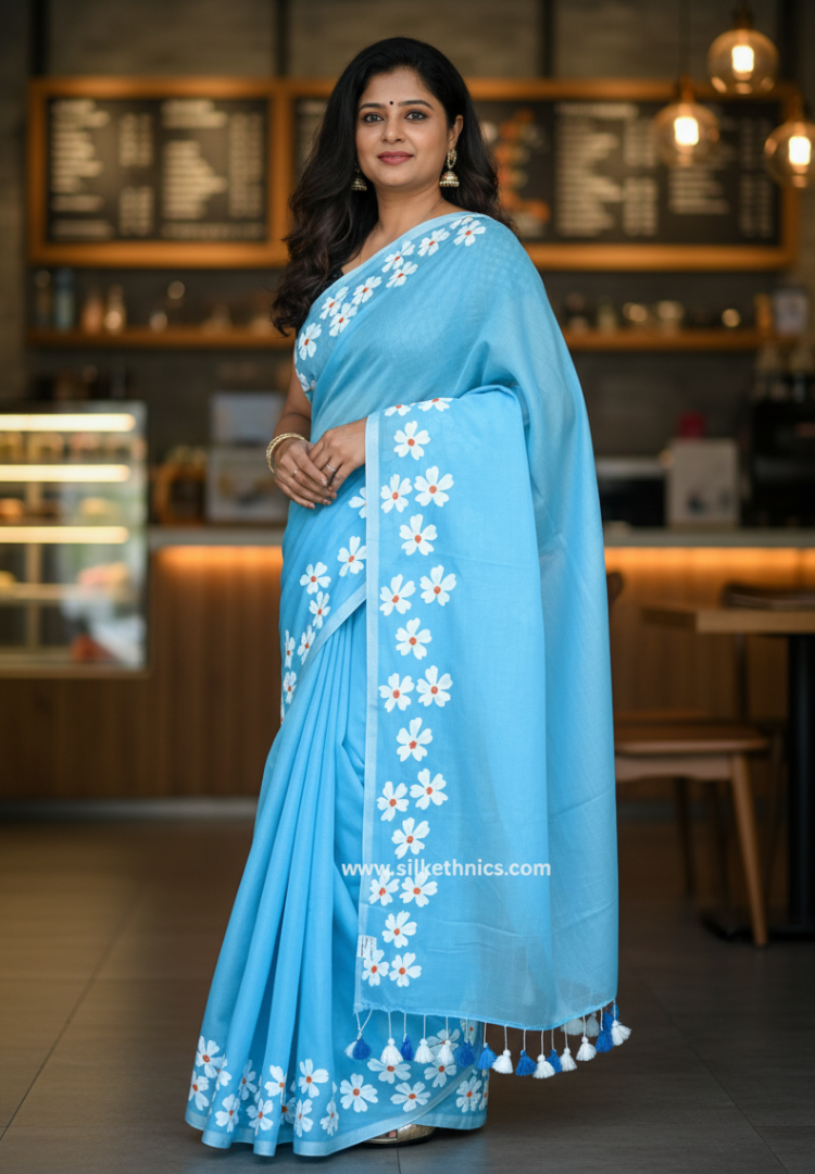 Electric Blue Swetha mulcotton saree