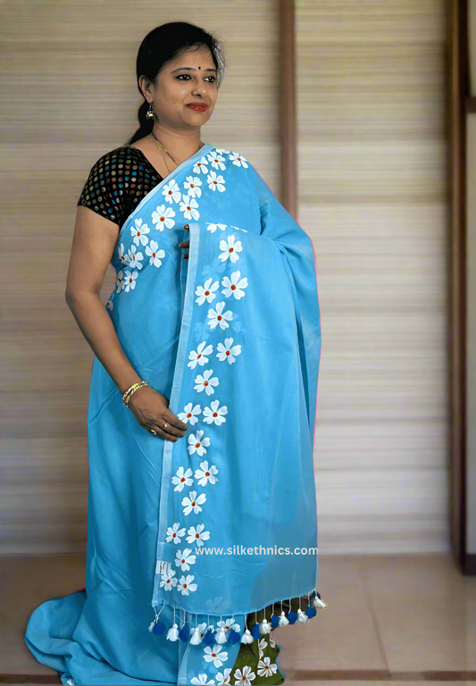 Electric Blue Swetha mulcotton saree