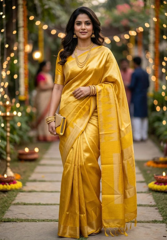 Majestic Gold Banarasi soft silk saree