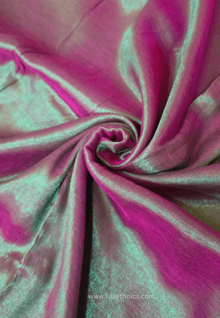 Peacock Green dualtone Raaga handloom tissue saree - Mayurika