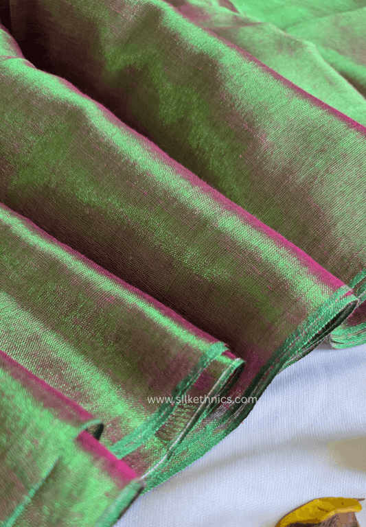 Peacock Green dualtone Raaga handloom tissue saree - Mayurika