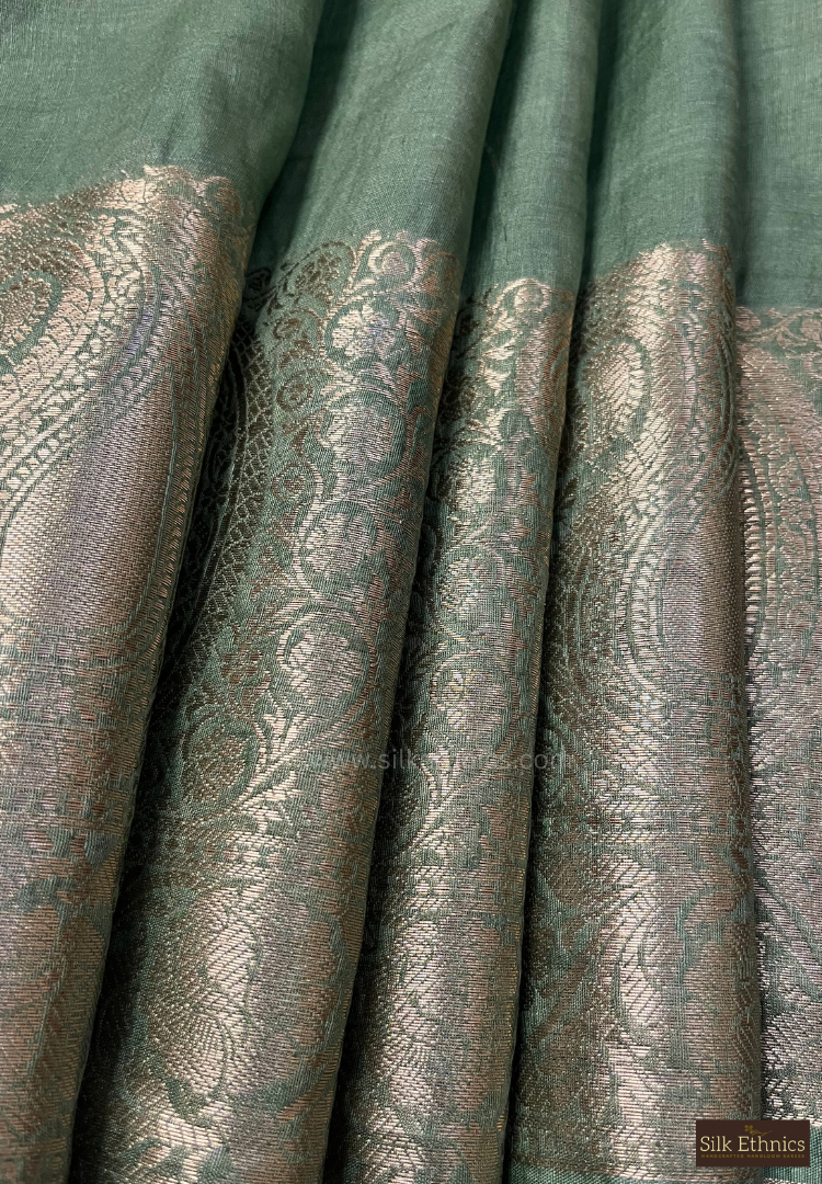 Green Srija Banarasi Linen saree