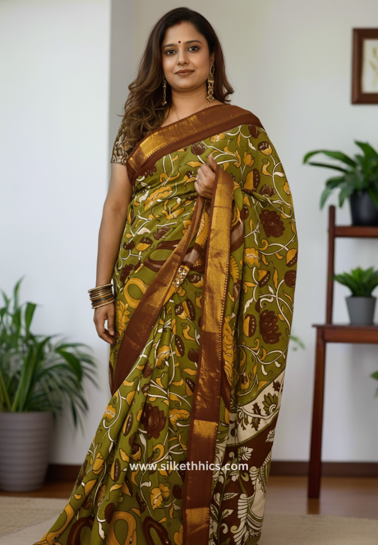 Olive green Kalakriti Silk saree