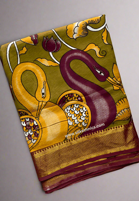 Olive green Kalakriti Silk saree