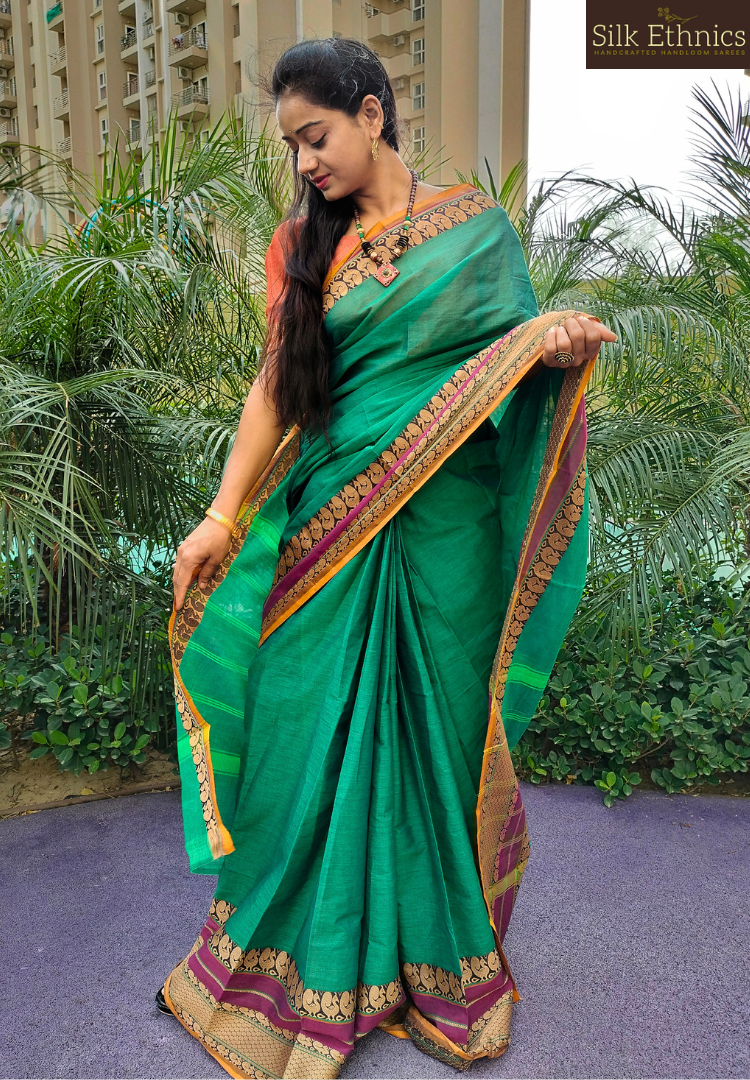 Buy Teal Green Color Tussar Silk Lucknowi Chikankari Saree (With Blouse)  MC251676 | www.maanacreation.com