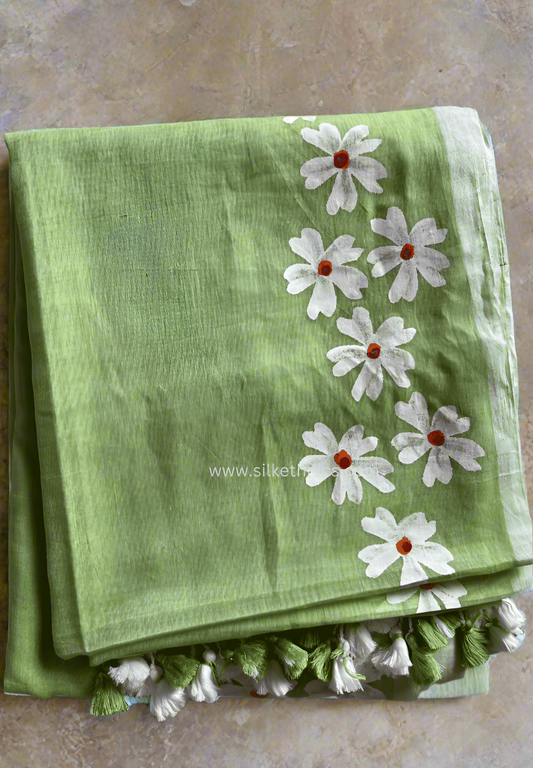 Pista green Swetha mulcotton saree