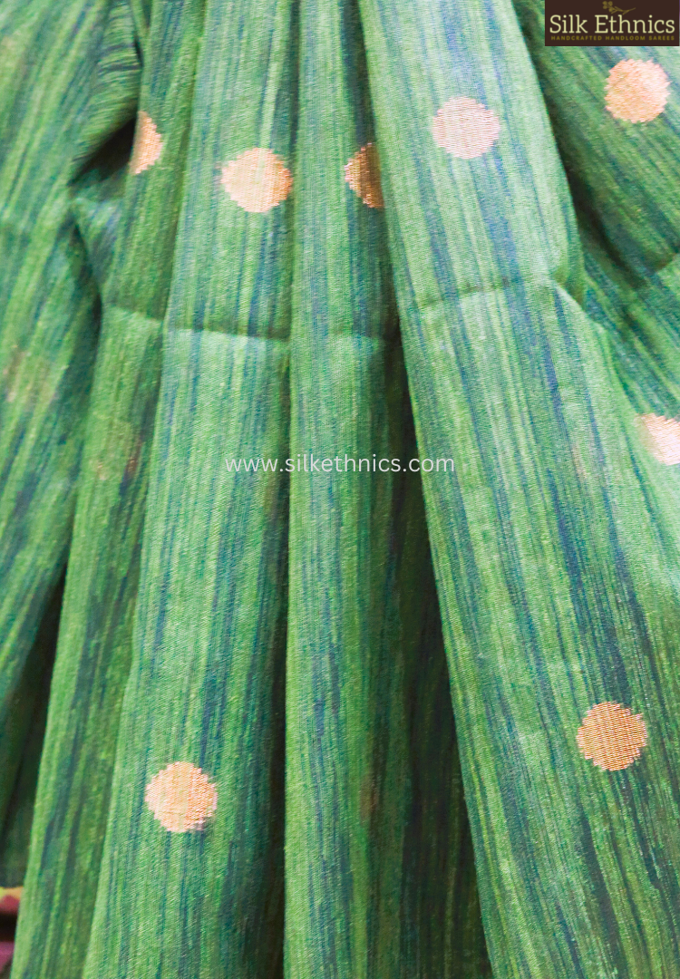 Forest green polka Sico saree