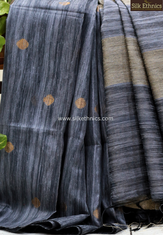 Silver Grey polka Sico saree