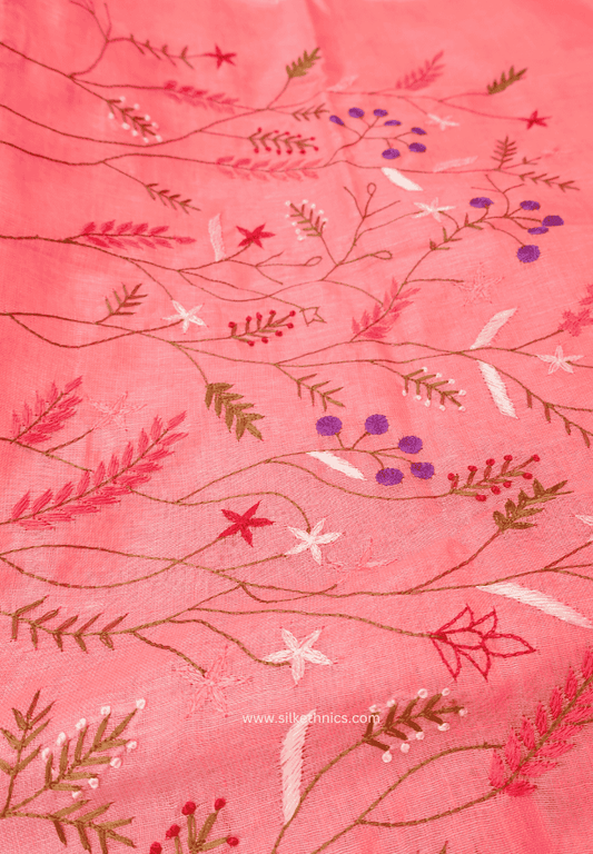 Rose pink Sitara linen saree