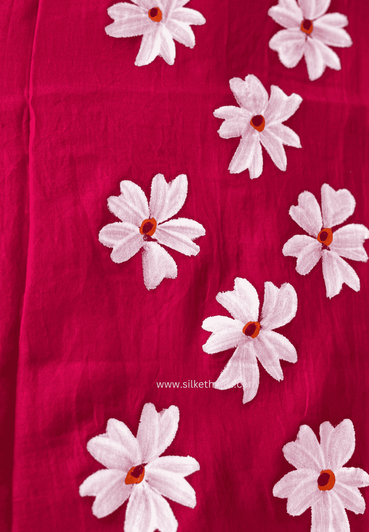 Hot pink Swetha mulcotton saree