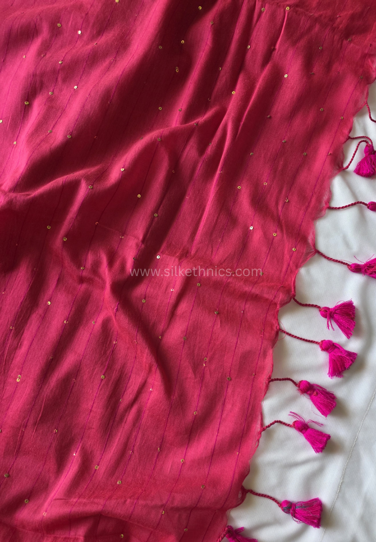 Hot Pink pure handloom mulcotton Ruhani saree