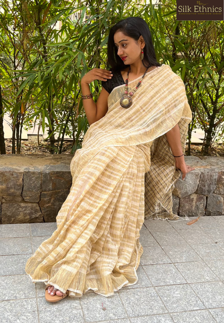 Beige Ketiya Gicha Handloom saree