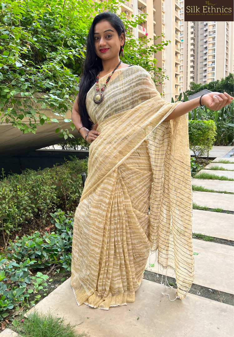 Beige Ketiya Gicha Handloom saree