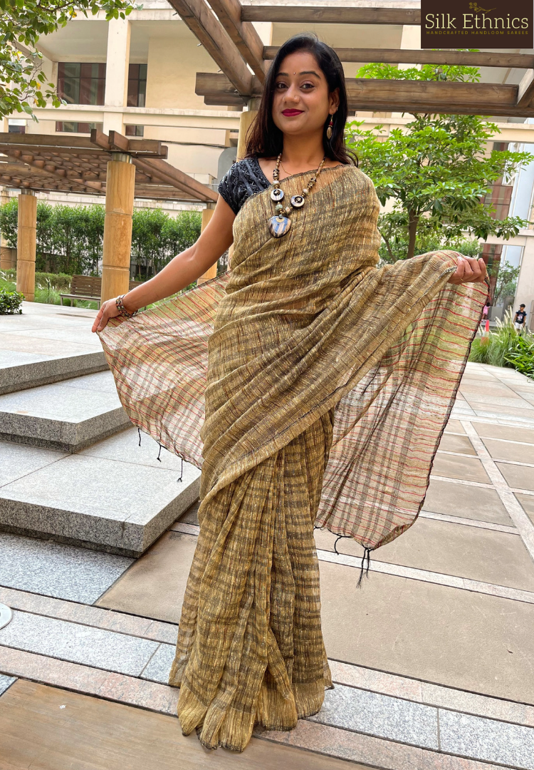 Gold ketiya gicha handloom saree