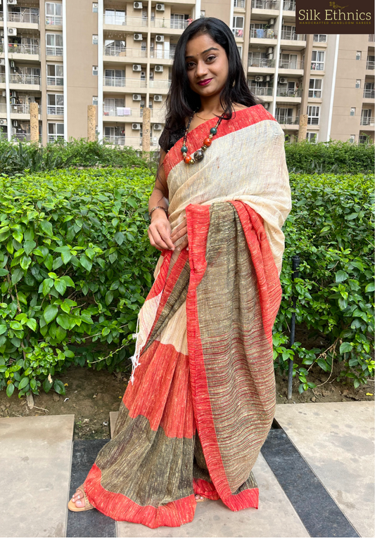 Multicolour ketiya Gicha Handloom saree