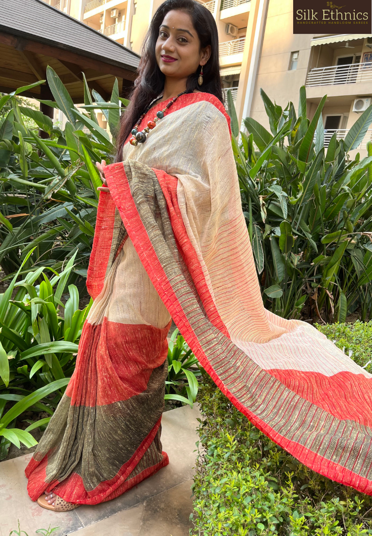 Multicolour ketiya Gicha Handloom saree