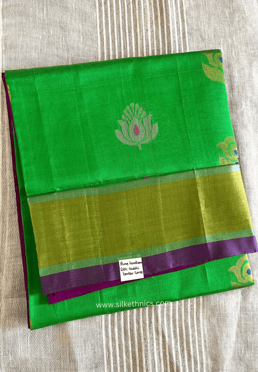 Parrot green pure Mangalagiri silk saree