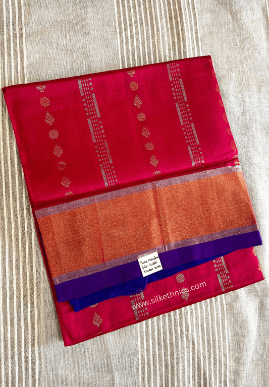Ruby red pure Mangalagiri silk saree
