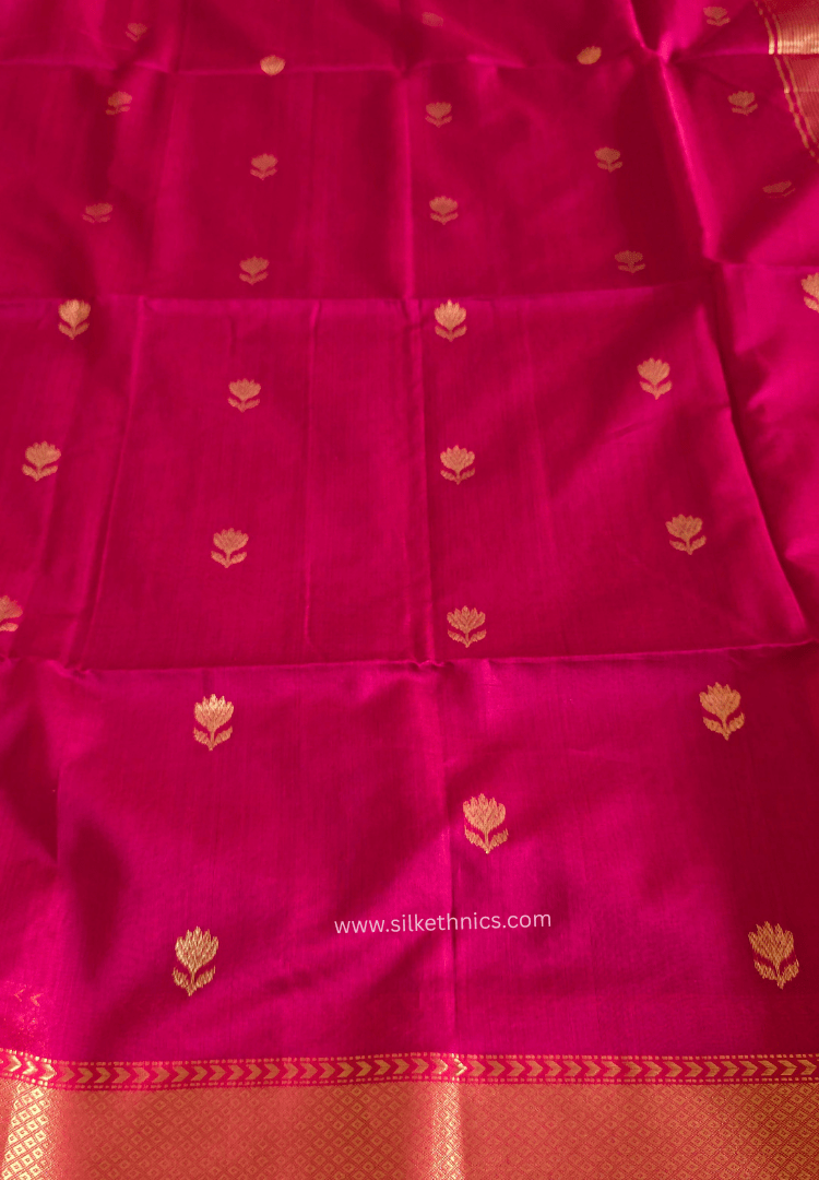 Ruby Red Maheshwari Pure Handloom Silk saree
