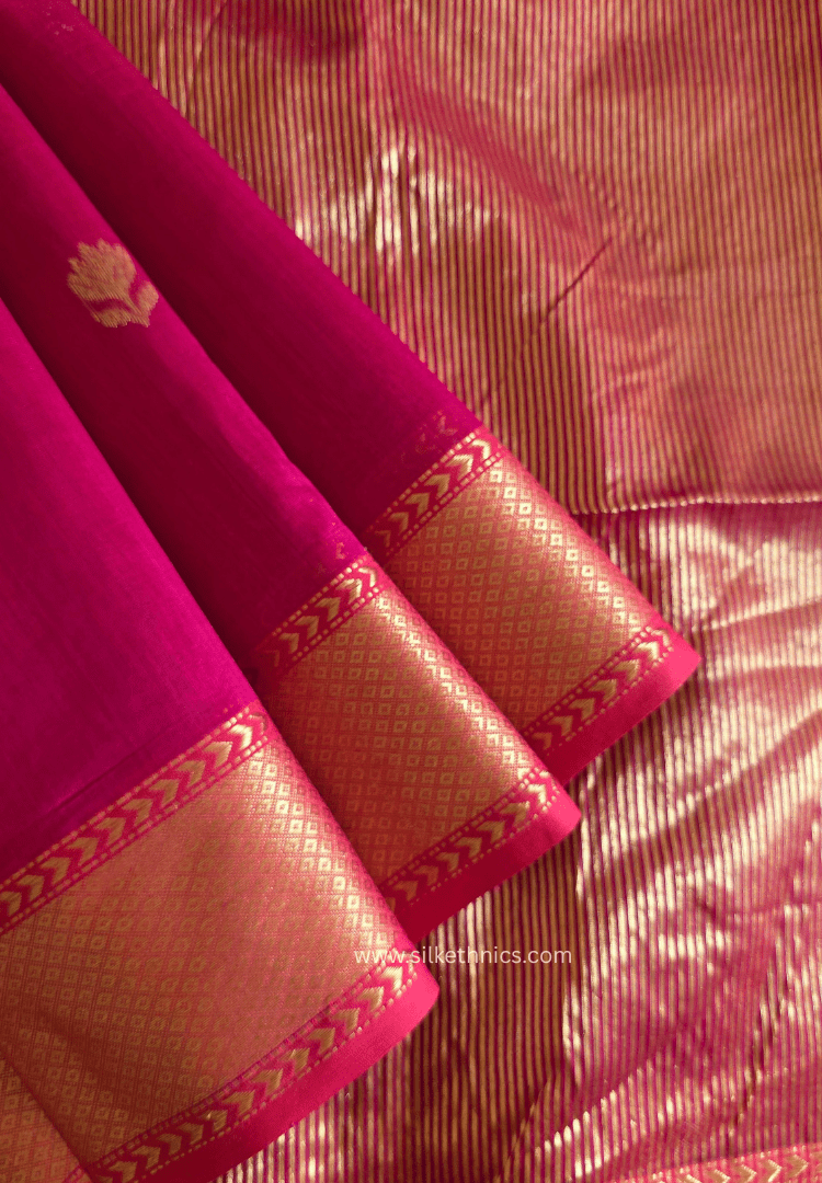Ruby Red Maheshwari Pure Handloom Silk saree