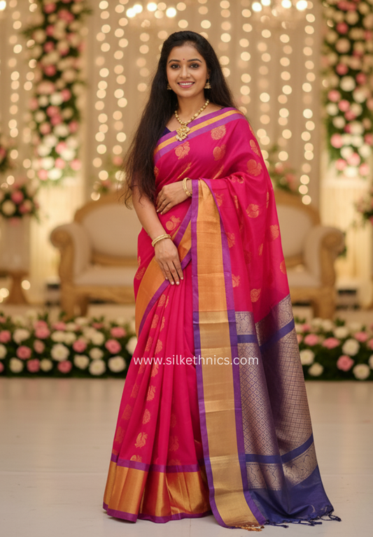 Rich red pure handloom Kuppadam silk saree