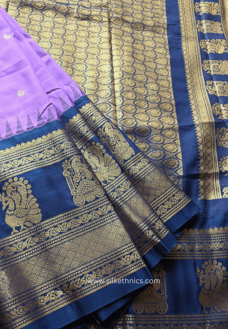 Gadwal Grace Lavender Mist silk saree