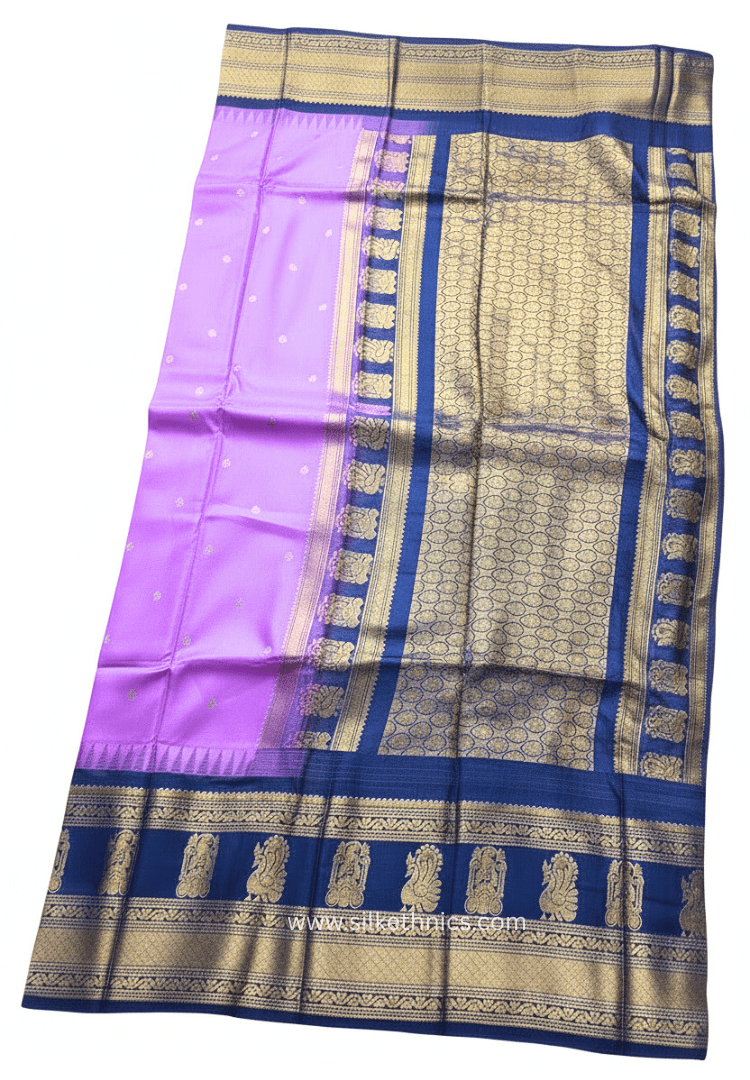 Gadwal Grace Lavender Mist silk saree