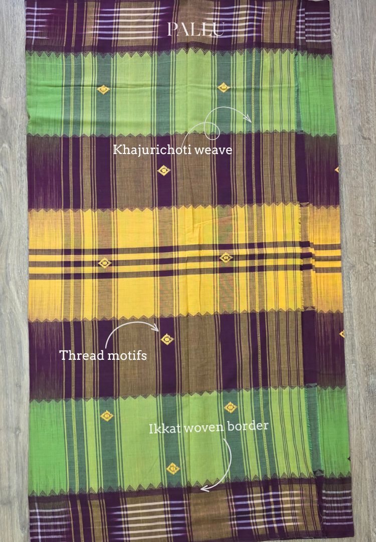 Multicoloured Dhaniakhali Bengal Handloom Ikkat Cotton saree (Pre-order)