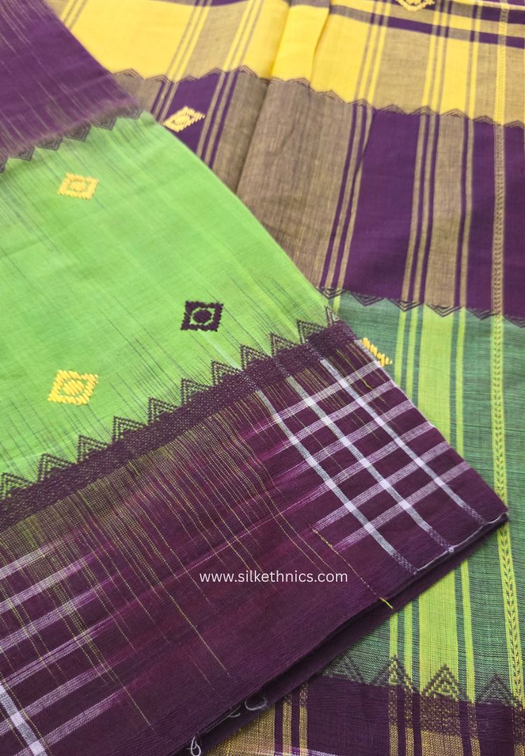 Multicoloured Dhaniakhali Bengal Handloom Ikkat Cotton saree (Pre-order)