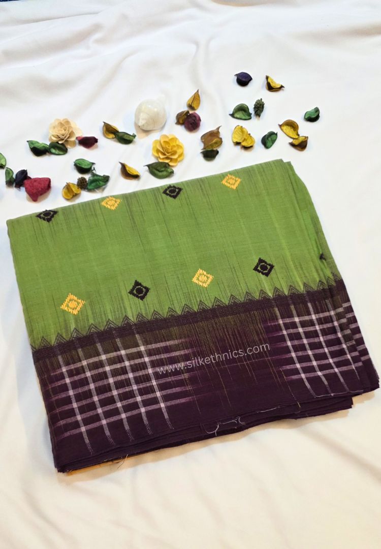 Multicoloured Dhaniakhali Bengal Handloom Ikkat Cotton saree